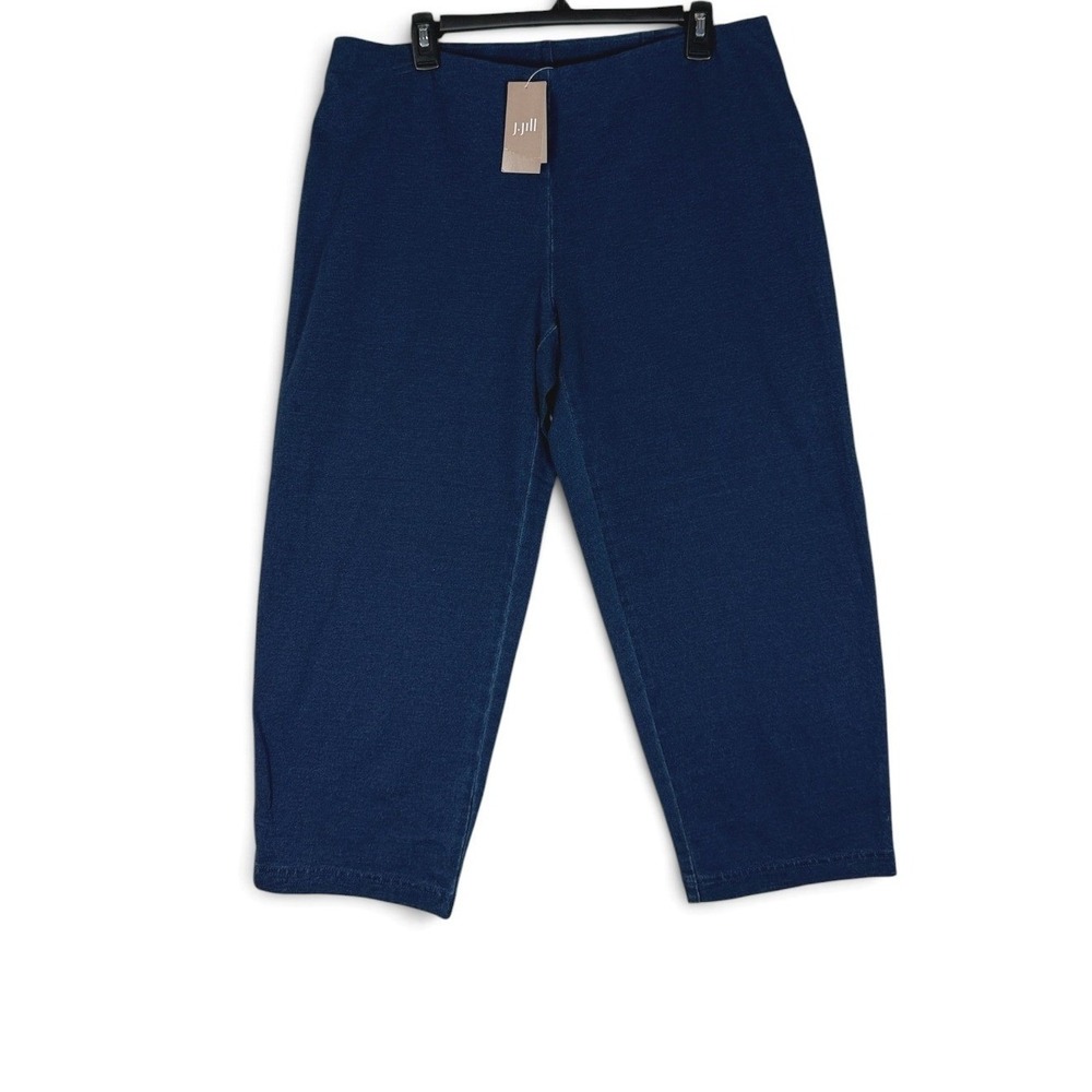 J. Jill Pure Jill Indigo Everyday Knit Crop Pants Womens M Blue Cotton NWT